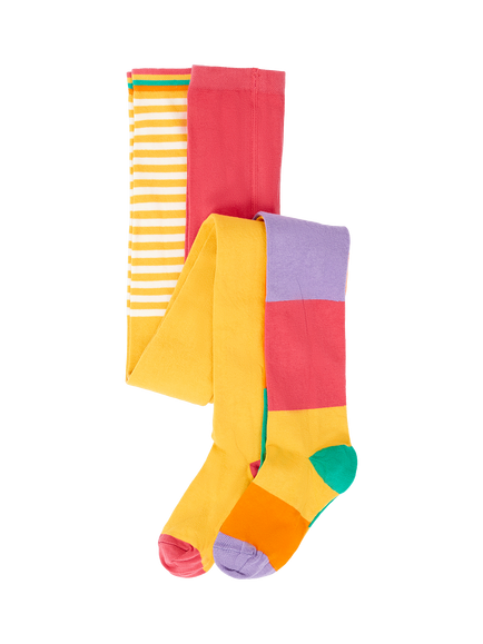Frugi Kids' Norah Tights, Pack of 2, Multi, Multi