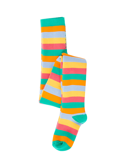 Frugi Kids' Toasty Terry Knit Tights, Rainbow Stripe, Rainbow Stripe