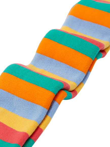 Frugi Kids' Toasty Terry Knit Tights, Rainbow Stripe - view 2, Rainbow Stripe