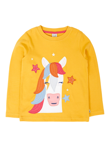 Frugi Kids' Adventure Circular Top, Yellow, Yellow Multi