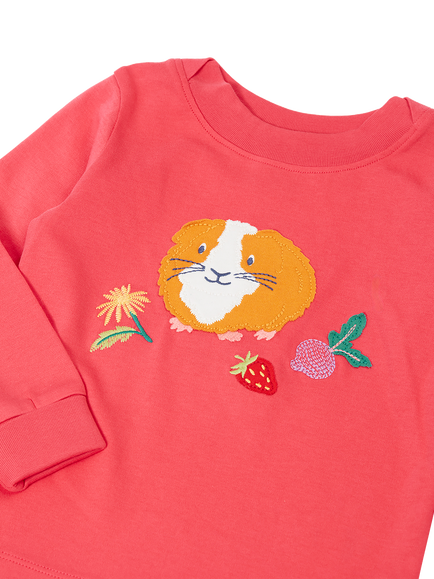 Frugi Kids' Easy On Top, Rhubarb - view 2, Rhubarb/Guinea Pig