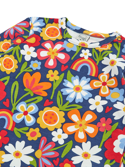 Frugi Kids' Goldie Printed Top, Multi - view 2, Beautiful Bunch