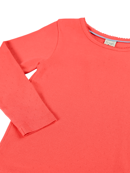Frugi Kids' Long Sleeve Pointelle Top - view 2, Rhubarb
