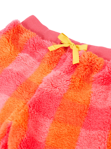 Frugi Kids' Ted Fleece Pull-Up Trousers, Rhubarb Check - view 2, Rhubarb Check