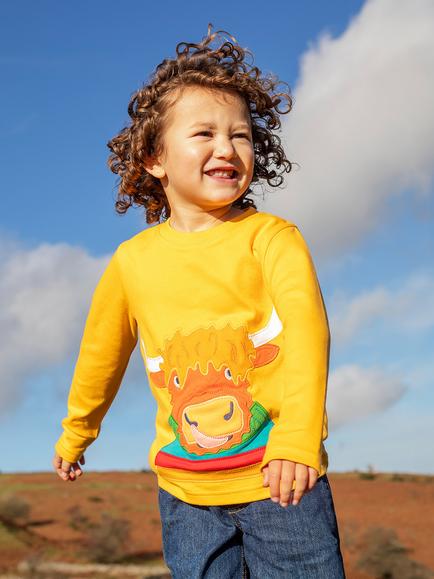 Frugi Kids' Adventure Circular Top, Yellow - view 2, Yellow Multi