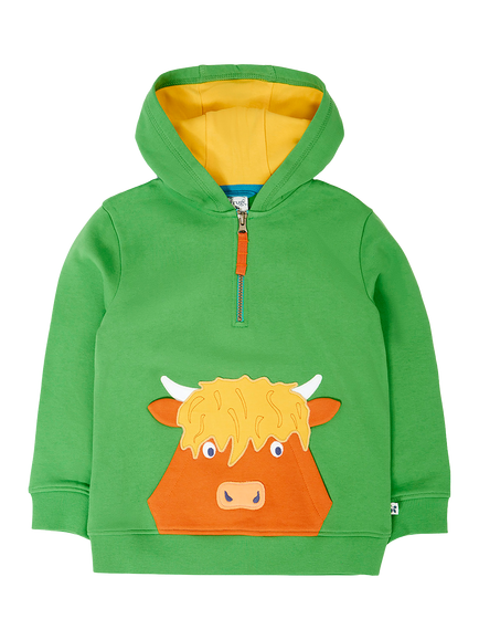 Frugi Kids' Hadley Half Zip Hoodie, Palm, Palm