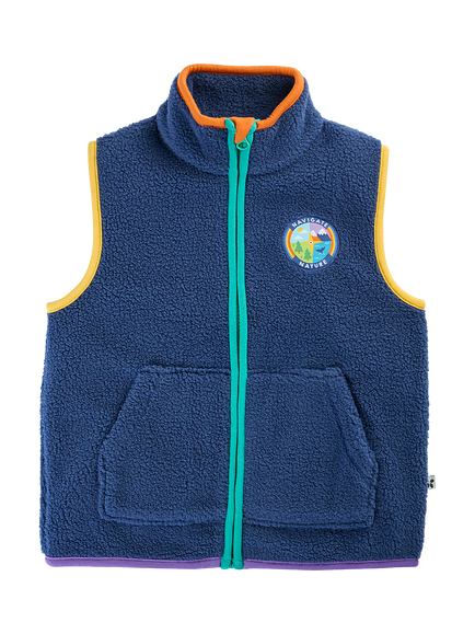 Frugi Kids' Bude Borg Gilet, Navy, Navy