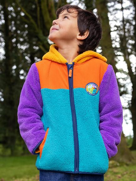 Frugi Kids' Firth Fleece Jacket, Multi - view 2, Multi