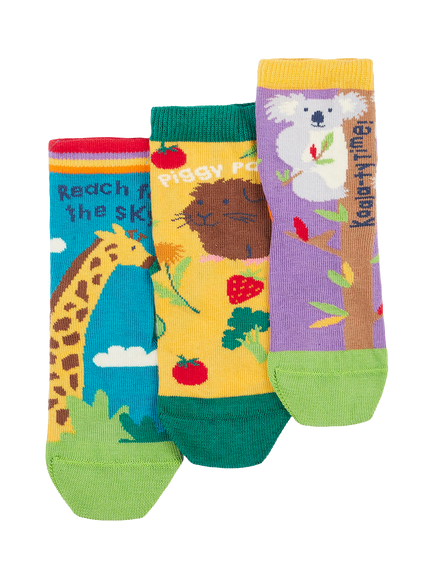 Frugi Kids' Rock My Socks, Pack of 3, Multi, Multi