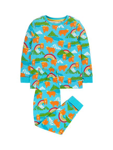 Frugi Kids' Sundown Pyjamas, Blue Multi, Blue Multi