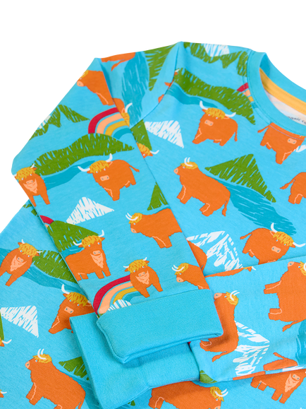 Frugi Kids' Sundown Pyjamas, Blue Multi - view 2, Blue Multi