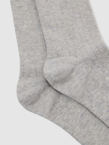 Reiss Felicia Ribbed Loafer Socks, Grey Marl - view 2, Grey Marl