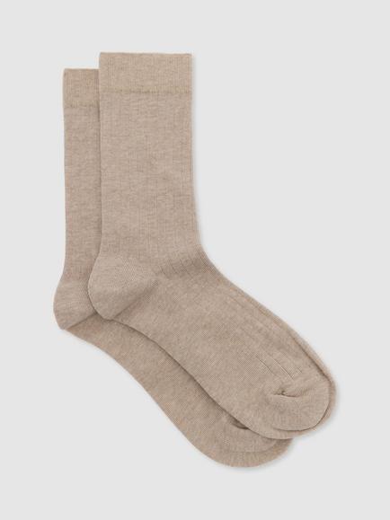 Reiss Felicia Ribbed Loafer Socks, Taupe, Taupe
