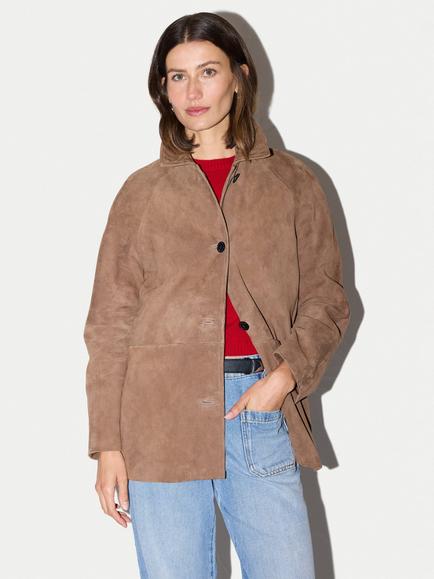 Jigsaw Suede Raglan Sleeve Jacket, Light Brown, Light Brown