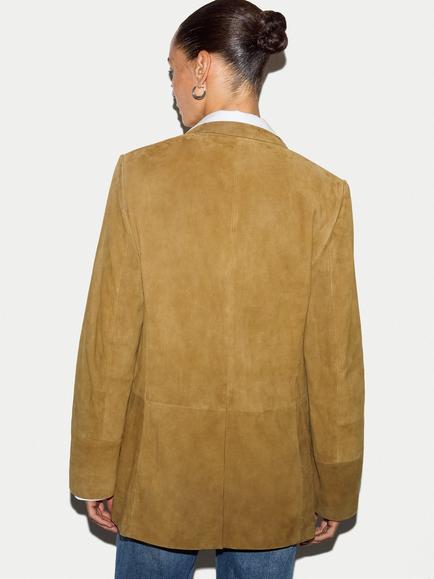 Jigsaw Suede Tailored Jacket, Khaki - view 2, Khaki