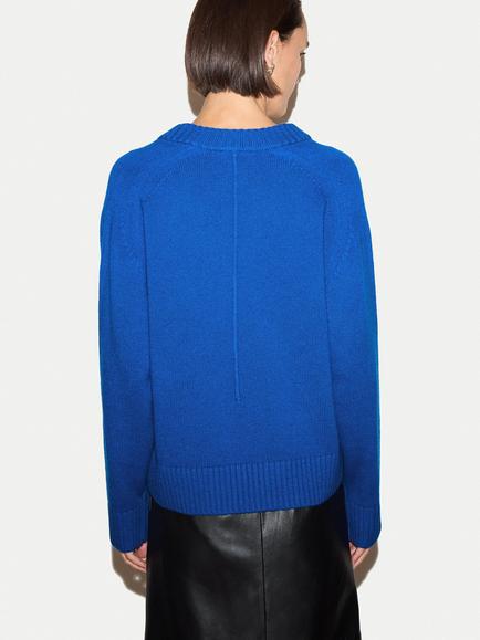Jigsaw Wool Rich with Cashmere V-Neck Jumper - view 2, Blue