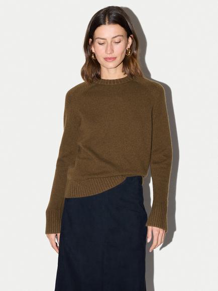 Jigsaw Wool Rich Crew Neck Jumper, Khaki, Khaki