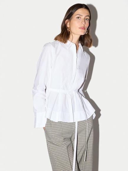 Jigsaw Cotton Slim Fit Peplum Shirt, White, White
