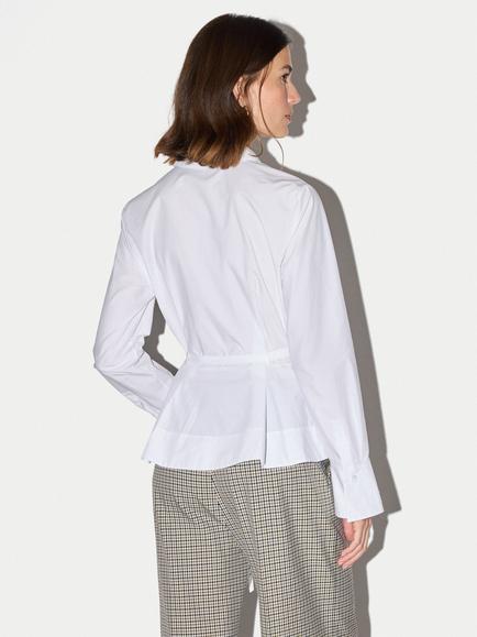 Jigsaw Cotton Slim Fit Peplum Shirt, White - view 2, White