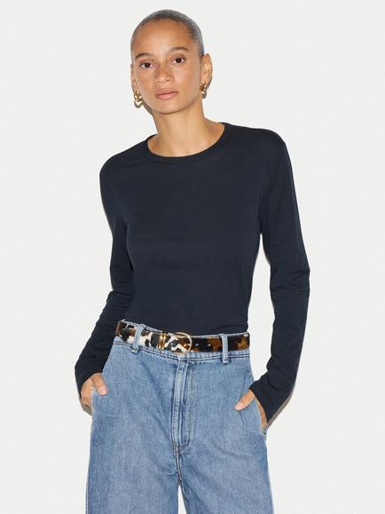 Jigsaw Long Sleeve Crew Neck Cotton T-Shirt, Navy