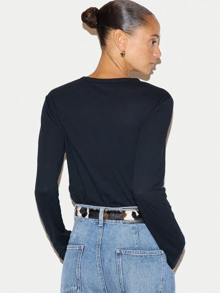 Jigsaw Long Sleeve Crew Neck Cotton T-Shirt - view 2, Navy
