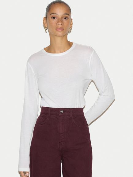 Jigsaw Long Sleeve Crew Neck Cotton T-Shirt, White