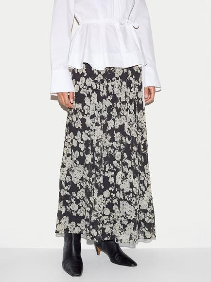 Jigsaw Floral Midi Skirt, Black/White, Black/White