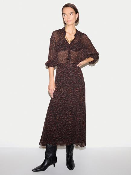 Jigsaw Leopard Print Midi Skirt, Brown, Brown