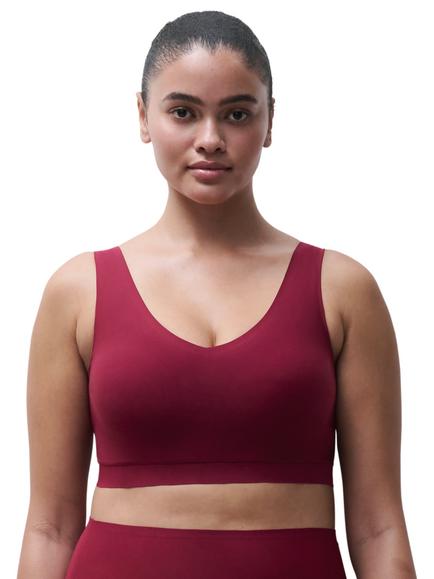 Chantelle Soft Stretch V-Neck Padded Crop Bra, Raspberry, Raspberry