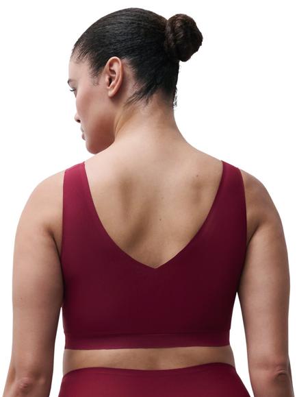 Chantelle Soft Stretch V-Neck Padded Crop Bra, Raspberry - view 2, Raspberry