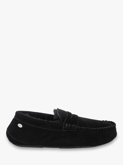Just Sheepskin Quentin Moccasin Slippers, Black, Black