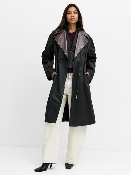 French Connection Cambridge Waxed Cotton Double Layer Parka Coat, Burnout Khaki/Brown, Burnout Khaki/Brown