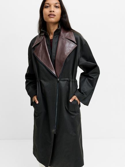 French Connection Cambridge Waxed Cotton Double Layer Parka Coat, Burnout Khaki/Brown - view 2, Burnout Khaki/Brown