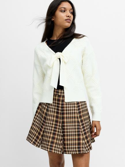French Connection Kitty Bobble Bow Cardigan, Porcelain Crem, Porcelain Cream