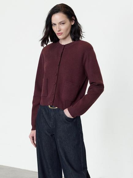French Connection Riri Knit Cardigan, Cherry Liqueur, Cherry Liqueur