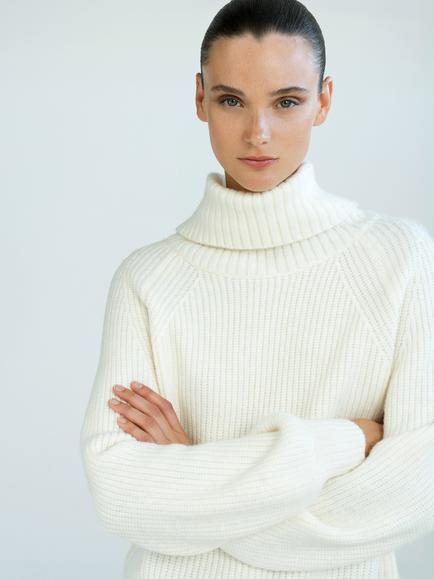 French Connection Kessy Draped Funnel Neck Knit Jumper, Porcelain Cream - view 2, Porcelain Cream