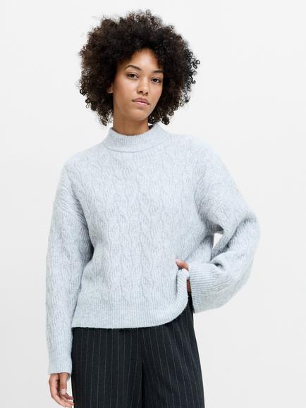 French Connection Kezia Cable Knit Jumper, Soft Grey, Soft Grey