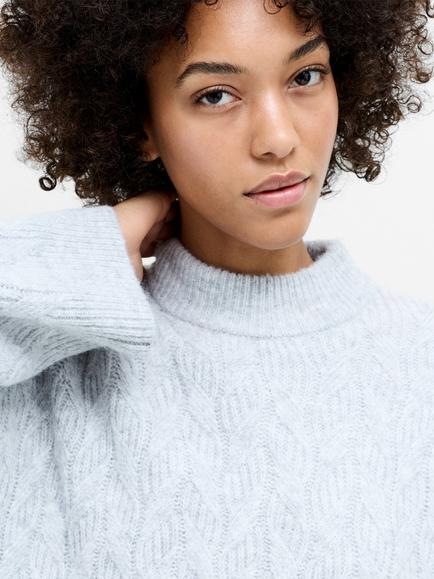 French Connection Kezia Cable Knit Jumper, Soft Grey - view 2, Soft Grey