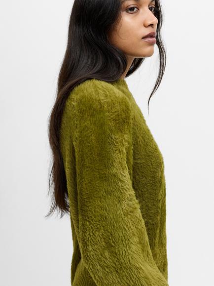 French Connection Lucille Fluffy Knit Jumper, Moss Green - view 2, Moss Green
