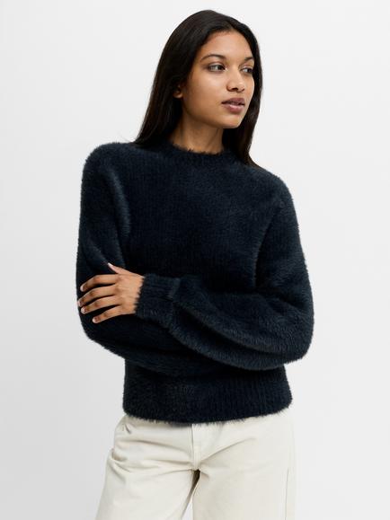 French Connection Lucille Fluffy Knit Jumper, Moss Green, Graphite Grey