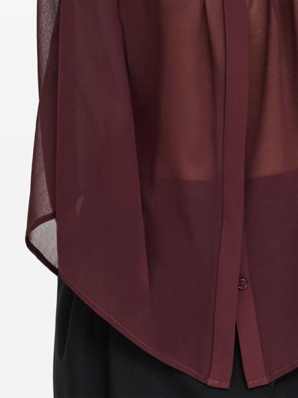 French Connection Arezzo Sheer Wide Shoulder Shirt, Cherry Liqueur - view 2, Cherry Liqueur