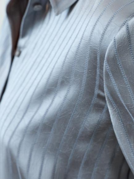 French Connection Maggie Striped Satin Shirt, Silver Grey - view 2, Silver Grey