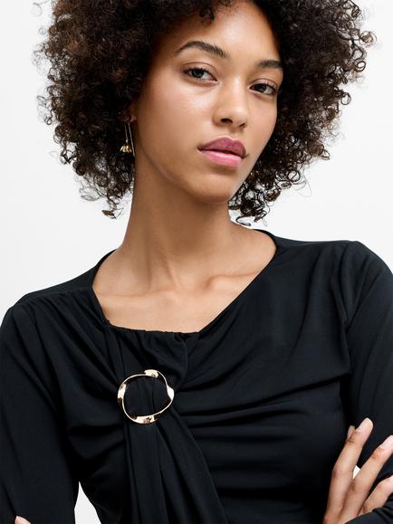 French Connection Maxine Draped Ring Detail Top, Black - view 2, Black