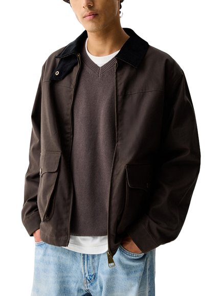 Hunter Mens' Duggan Oversized Waxed Cotton Jacket, Chocolate Brown, Chocolate Brown