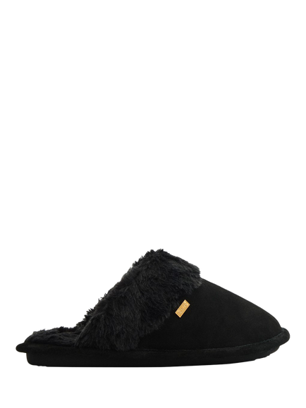 Hunter Moccasin Mule Slippers, Black, Black