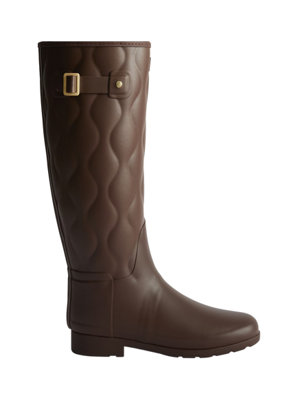 Hunter Refined Tall Onion Quilted Wellington Boots, Brown Bolt