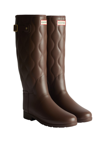 Hunter Refined Tall Onion Quilted Wellington Boots - view 2, Brown Bolt