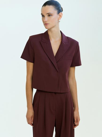 French Connection Rena Tailored Cropped Blazer, Cherry Liqueur, Cherry Liqueur