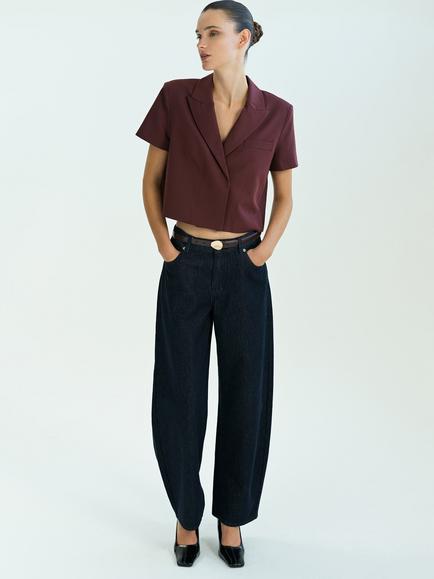 French Connection Rena Tailored Cropped Blazer, Cherry Liqueur - view 2, Cherry Liqueur