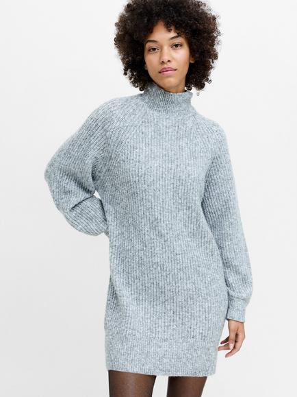 French Connection Alev Funnel Neck Knit Mini Dress, Soft Grey - view 2, Soft Grey